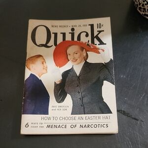 VINTAGE QUICK MAGAZINE with FAYE EMERSON and HER SON on the COVER - MARCH 1951